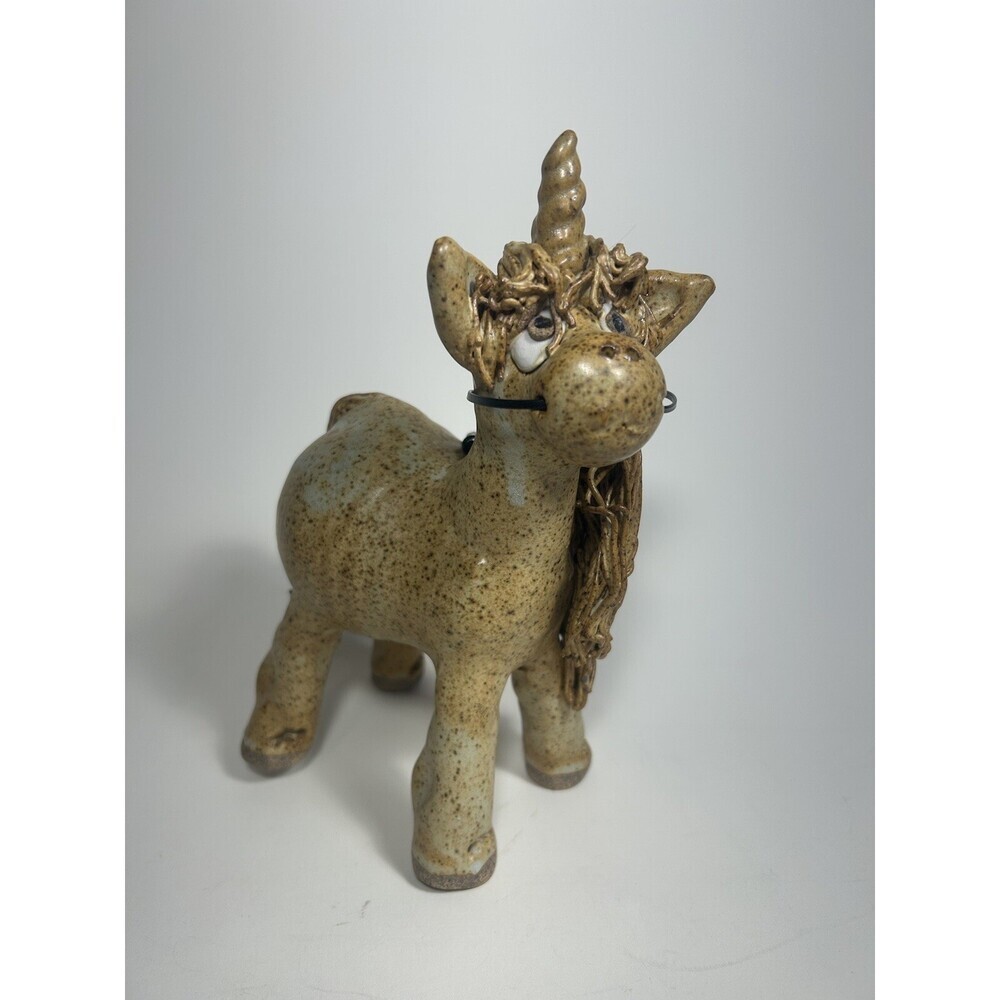 Goofy Hand Slung Vintage Pottery Unicorn With Spaghetti Hair